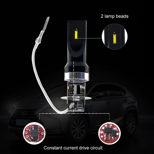 2pcs new car led fog light bulbs h3 60w 1860 12 smd h3 led bulb fog lamps automobile headlights universal 1200lm 12v 6500k